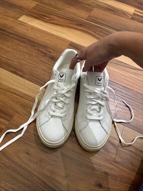 Veja White Leather Sneakers with Cream Soles - Men's